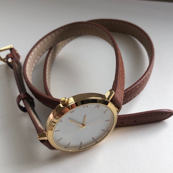 Anthropologie Jewelry - Feral Gold Leather Wrap Watch
